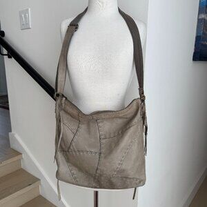 Lucky Brand Large Hobo Gray Crossbody Festival Boho